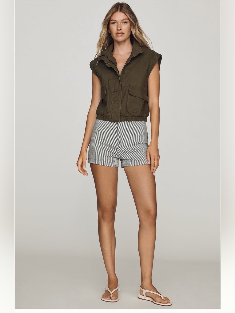 Anthropologie Maeve Sailor Stripe High Waist Shorts - Navy and White NWOT